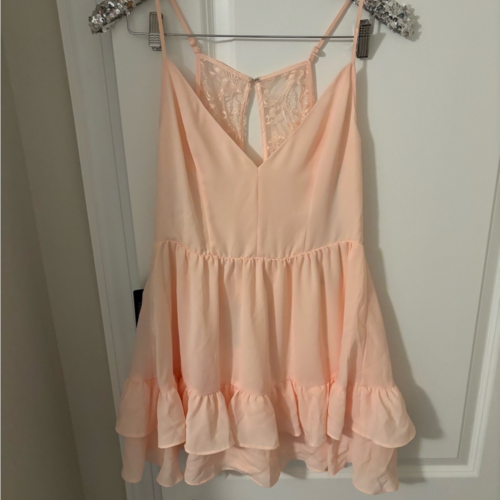 NWT Bebe pink ruffle lace dress sz 6